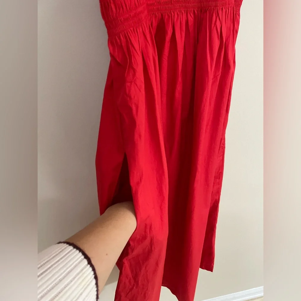 Madewell Smocked Puff Sleeve Midi Dress in Poplin NWT Size XS